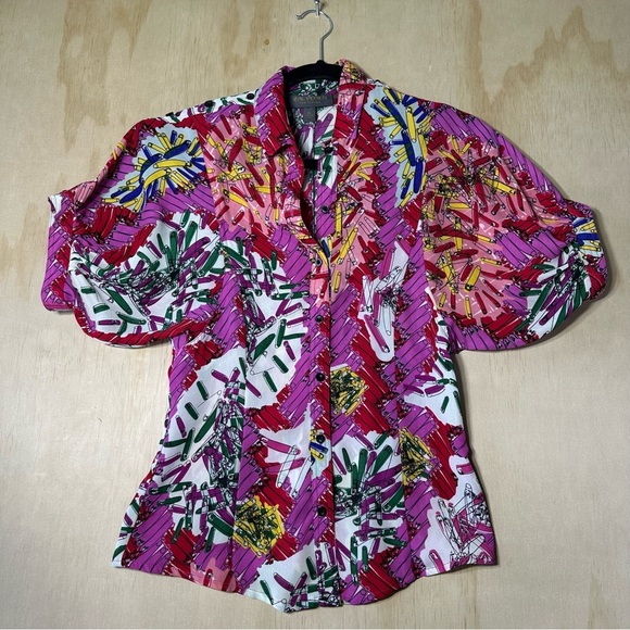 Zac Posen for Target Pink and Yellow Abstract Blouse - Picture 1 of 7